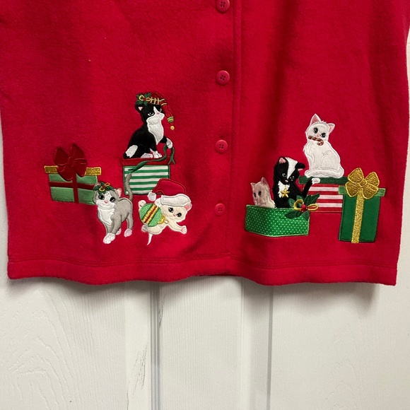 New Merry & Bright Christmas Kitties Vest Size S - Picture 2 of 7